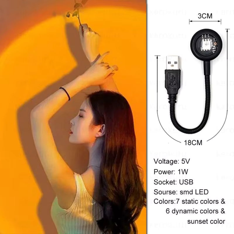 Sunset Lamp – Retractable and Adjustable Rotating USB – Promotional Price (Under £10)