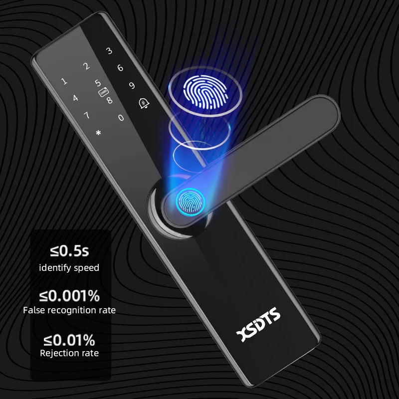 Tuya Wifi Electronic Smart Door Lock With Biometric Fingerprint / Smart Card / Password / Key Unlock/ USB Emergency Charge - Marino Express