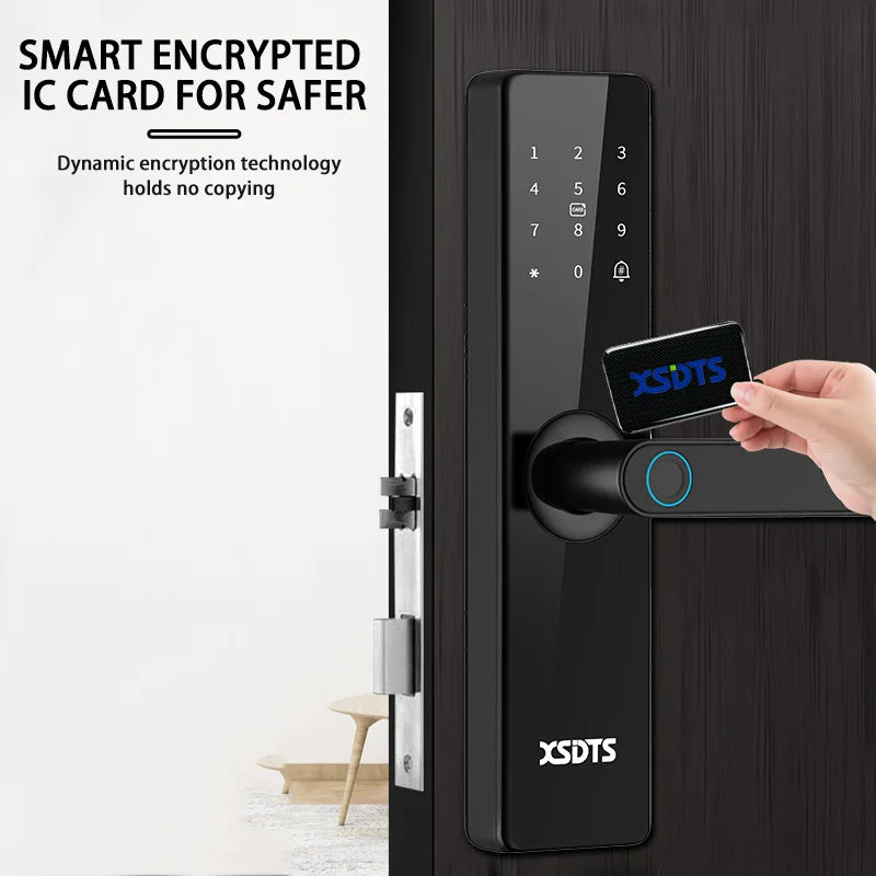 Tuya Wifi Electronic Smart Door Lock With Biometric Fingerprint / Smart Card / Password / Key Unlock/ USB Emergency Charge - Marino Express