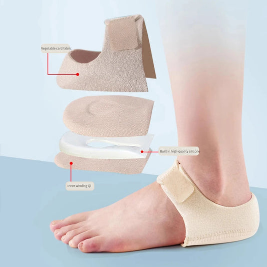 1 Pair Silicone Heel Pads, Shock Absorption, Relieving Leg Pressure, Adjustable Straps, Prevent Slipping Insoles - Marino Express
